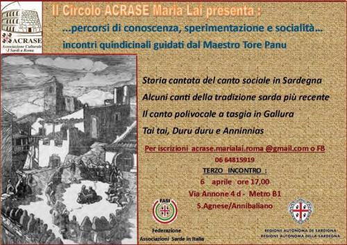 Il Canto Sociale E Di Tradizione Orale In Sardegna - Roma